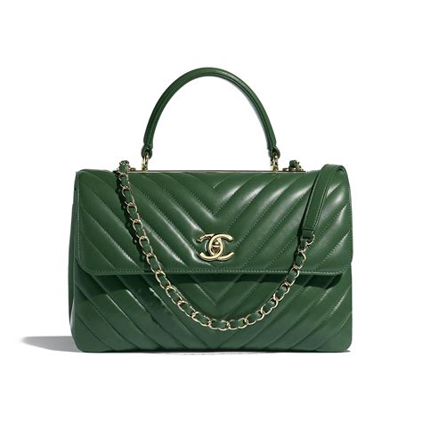 chanel small flap bag with top handle green